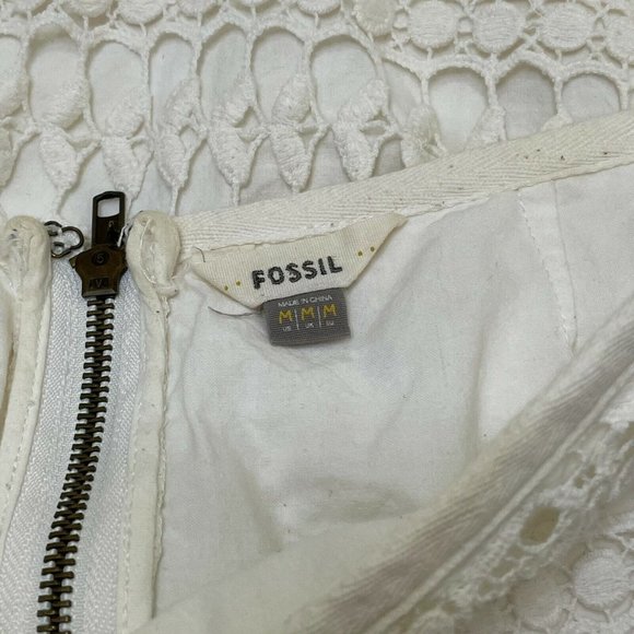 Fossil Cream Mini Skirt Floral Crochet Lace Overlay Zipper Size Medium M - Picture 3 of 3